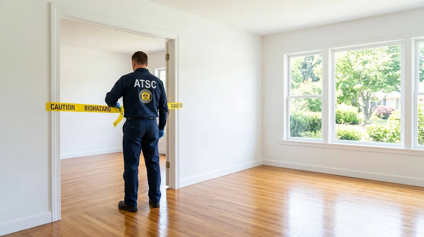 Certified biohazard cleanup crew performing Trauma Scene Cleanup in Stallings